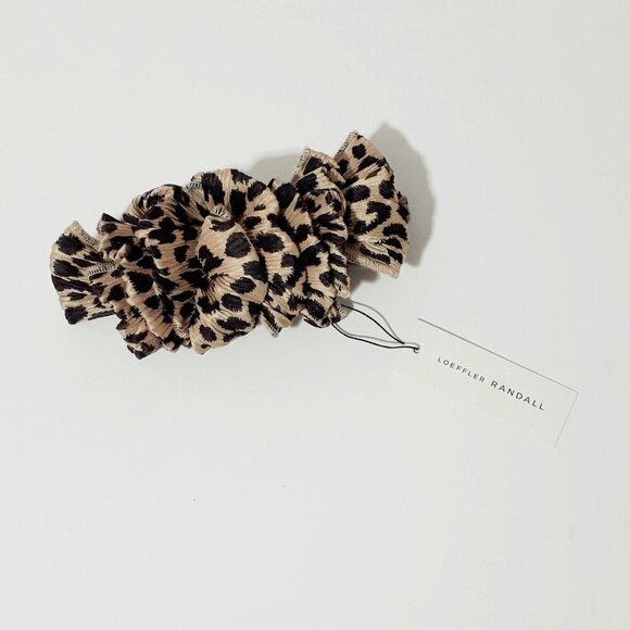 NWT Loeffler Randall leopard print ruched satin-like barrette hair clip - Picture 6 of 10